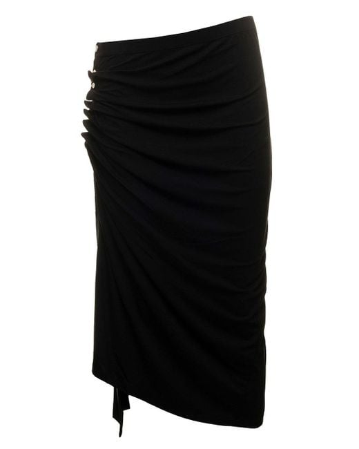 Rabanne Black Asymmetric High Waist Midi Skirt