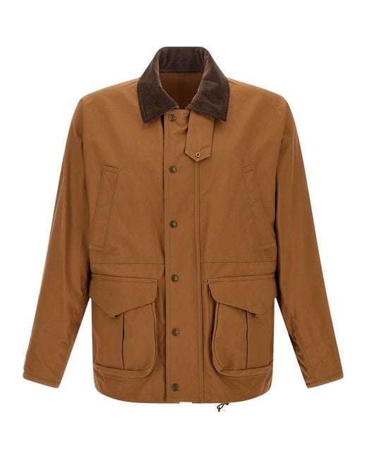 Junya Watanabe Brown Cotton Canvas Jacket With Wool Back Insert And Corduroy Collar for men