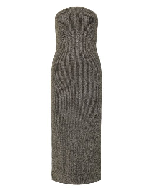 Khaite Gray Fitted Dress With Lurex Details Polyamide