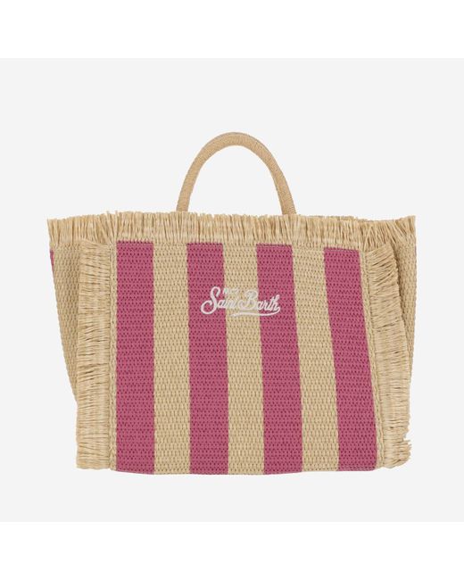 Mc2 Saint Barth Pink Colette Tote Bag With Striped Pattern