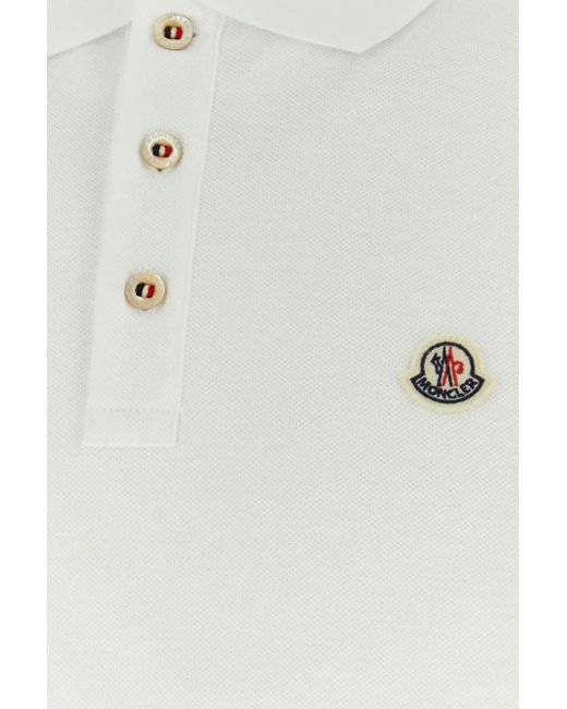 Moncler White Piquet Polo Shirt for men