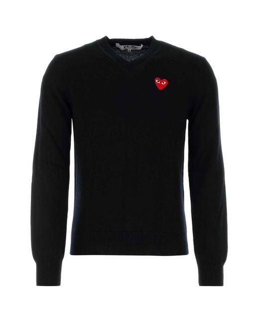 COMME DES GARÇONS PLAY Black Wool Sweater for men