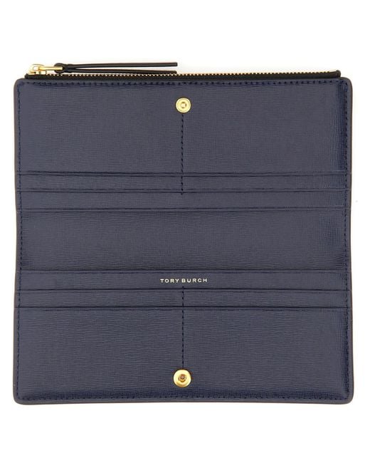 Tory Burch Robinson Slim Wallet in Black | Lyst UK