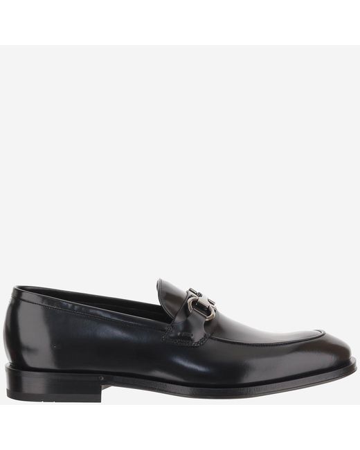 Ferragamo Black Leather Loafers Calf for men