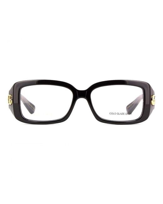 Gucci Black Eyeglasses Rectangle Full Rim, Frame And Clear Demo Lenses Lens Gg1406O001
