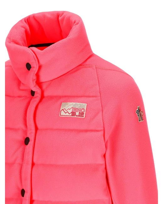 3 MONCLER GRENOBLE Pink Logo Patch Buttoned Jacket