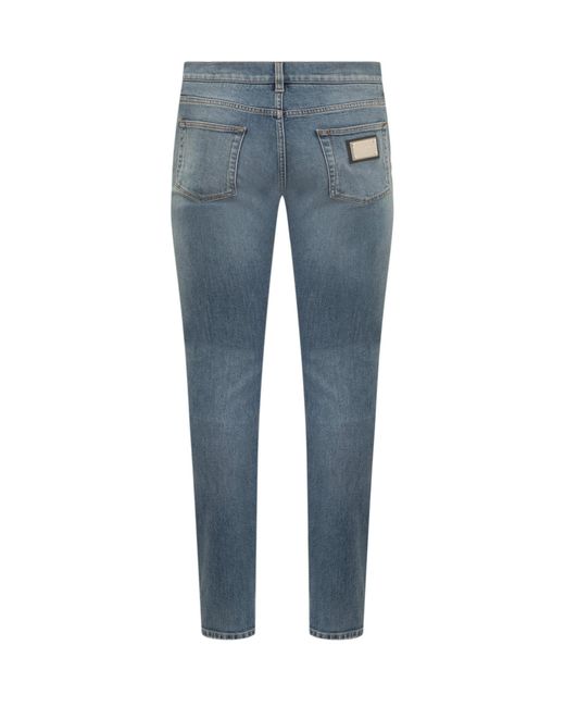 Dolce & Gabbana Blue Jeans With Logo for men