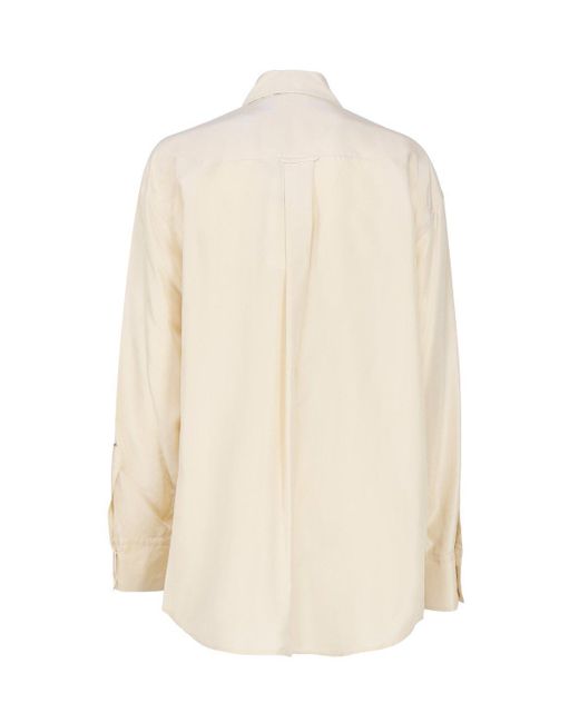 Sportmax White Long Habotai Silk Shirt