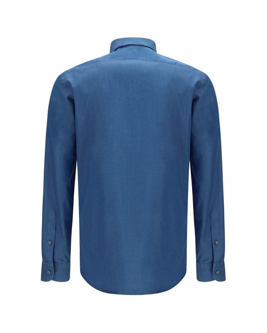 Zegna Blue Cotton Shirt for men
