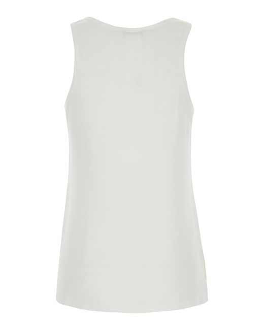 Max Mara White Sleeveless Top Pavido Silk Tops