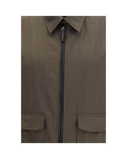 Brioni Green Bicolor Wool Coat for men