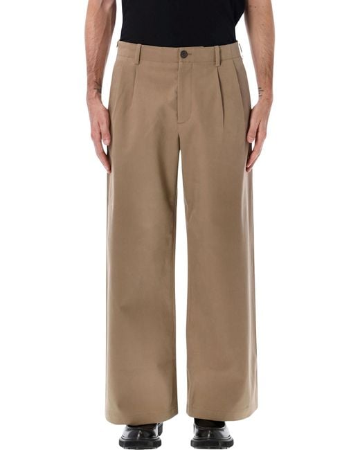 Our Legacy Brown Bridge Chino Wide Leg Cotton Trousers for men