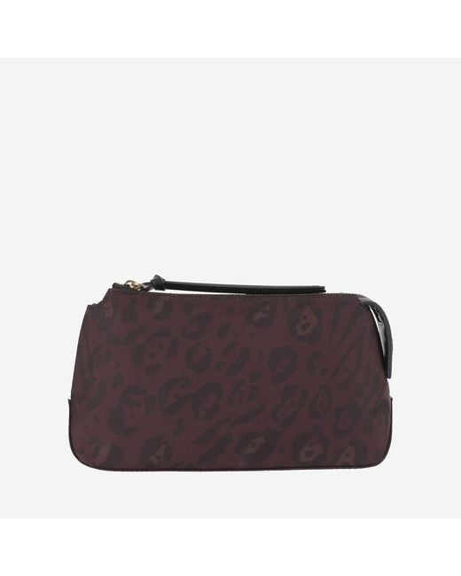 Pinko Brown Toiletry Bag With Animal Print Nylon Accessory