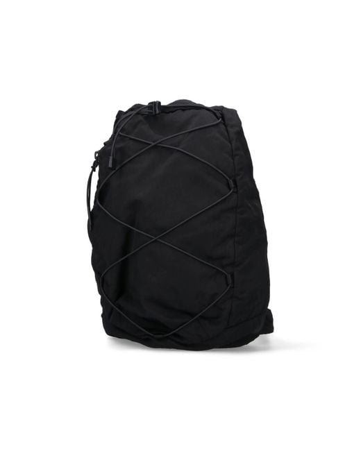 C P Company Black One-Shoulder Logo Backpack for men