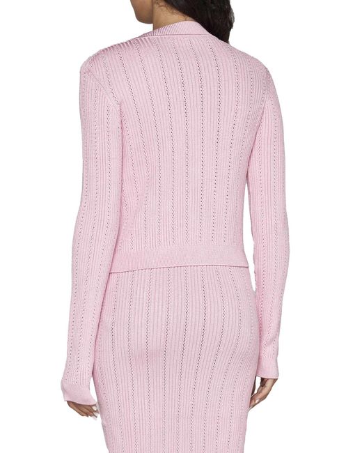 Balmain Pink Viscose-blend Cropped Cardigan