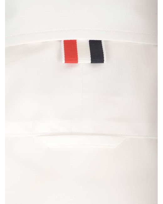 Thom Browne White Short Sleeve Tucked Blouse W/ Bow