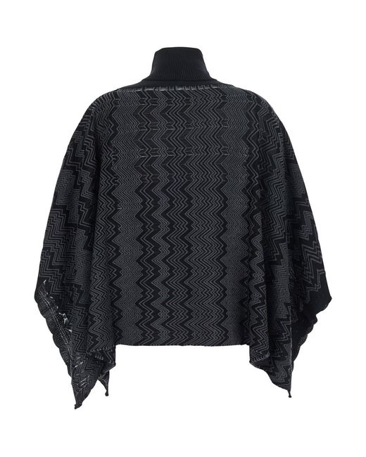 Missoni Black Poncho Wool Blend Viscose Coat