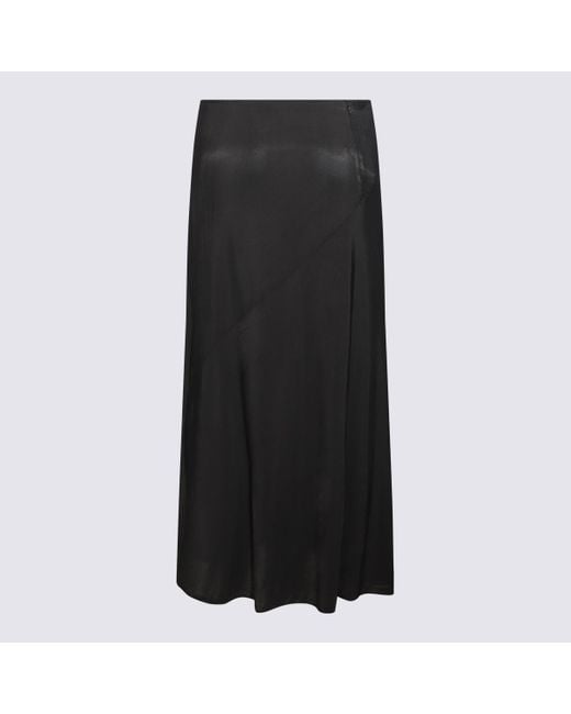 Jil Sander Black Viscose Midi Skirt