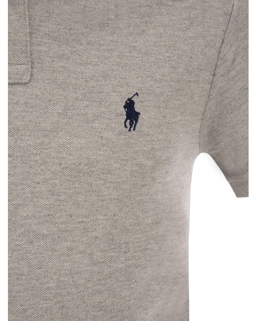 Ralph Lauren Gray Slim Fit Mesh Polo Shirt for men