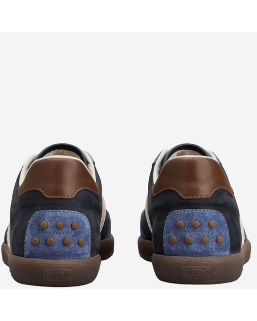 Tod's Blue Suede And Nubuck Leather Sneakers Calfskin Trainers for men
