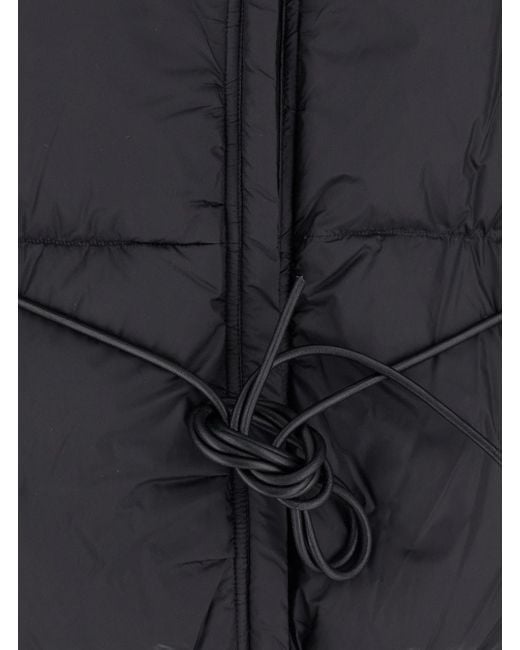 Rick Owens Black Down Jacket With Drawstring Waist And High Neck