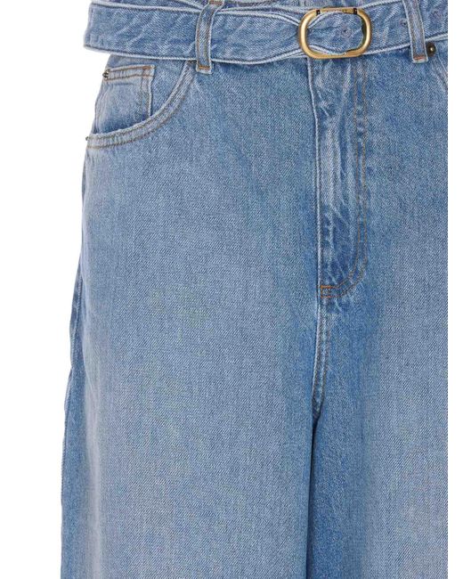 Twin Set Blue Wide Leg Jeans With Belt