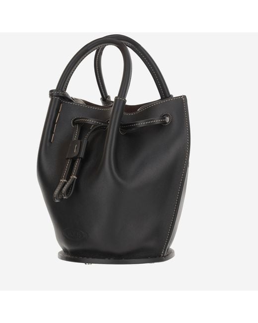 Tod's Black Leather Bucket Bag Calfskin Shoulder