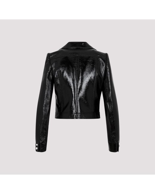 Courreges Black Vinyl Jacket With Logo