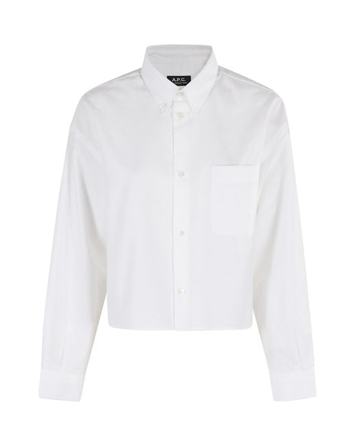 A.P.C. White Chemise Sophia Button Down Logo