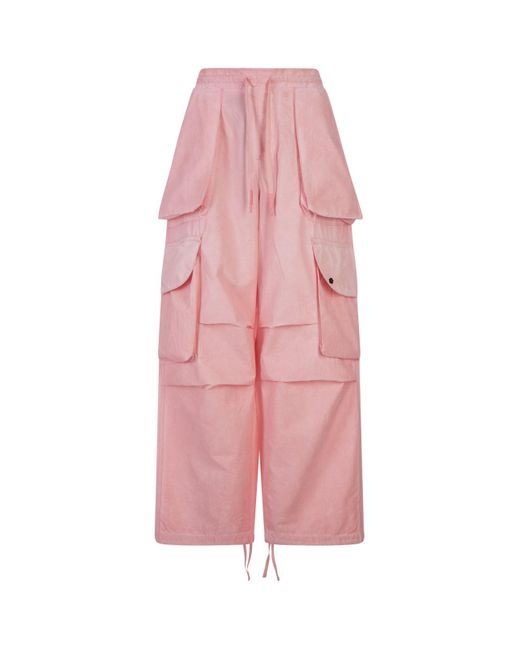 A PAPER KID Pink Cargo Trousers With Logo