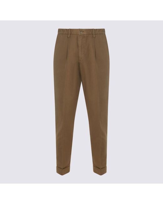 GTA IL PANTALONE Brown Trousers Co Linen for men