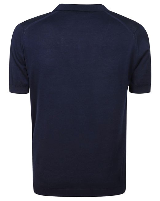 John Smedley Blue Noah Skipper Collar Shirt Ss for men