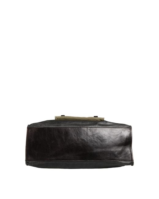 Dolce & Gabbana Black Military Two Tone Tote Duffel Shoulder Borse Bag Dark Leather for men
