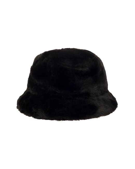 Stand Studio 'vera' Black Hat With Low Brim In Faux Fur Woman