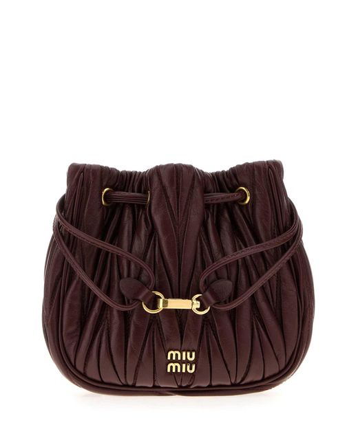 Miu Miu Brown Burgundy Nappa Leather Pouch