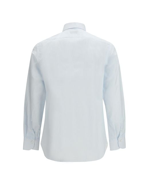 Finamore 1925 Blue Napoli Shirt Cotton for men