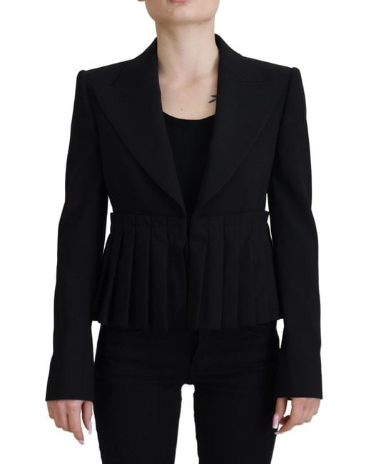 Dolce & Gabbana Black Elegant Stretch Wool Blazer