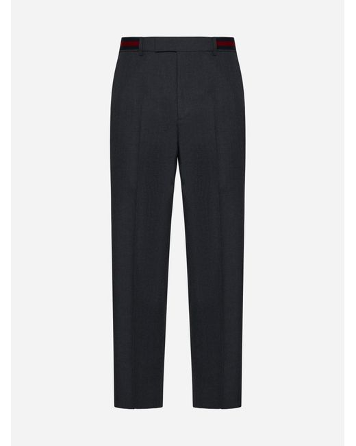 Gucci Blue Wool-Blend Trousers for men