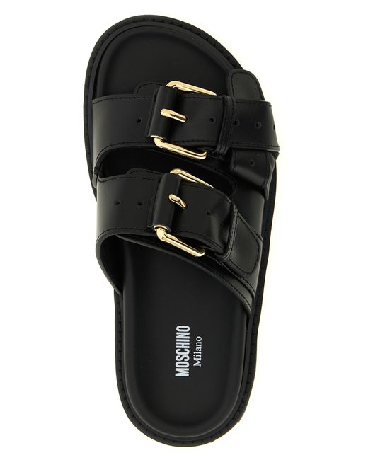 Moschino Black Double Strap Sandals