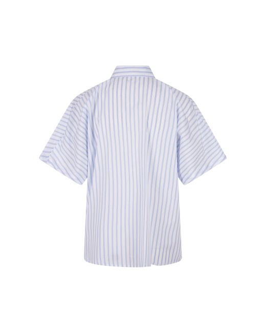 Stella Jean White And Striped Shirt With Short Sleeves