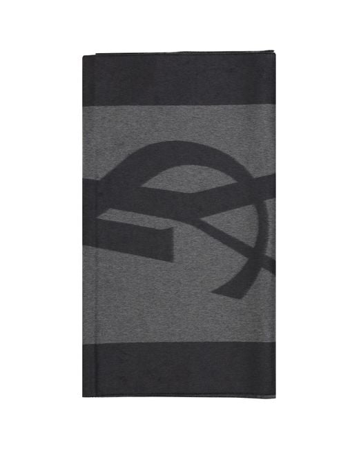Saint Laurent Gray Cassandre Scarf Silk for men