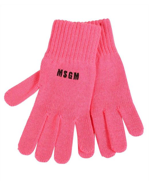 MSGM Pink Knitted Gloves