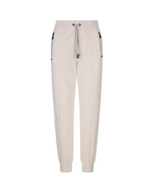 3 MONCLER GRENOBLE White Joggers With Contrast Drawstring
