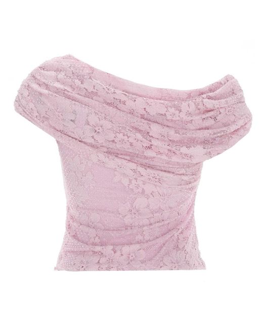 Self-Portrait Pink Top Lace Polyamide Tops