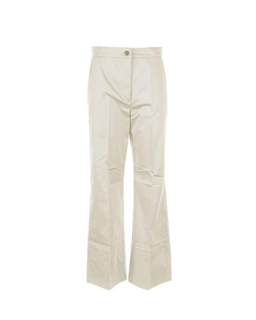 Marella White High-Waisted Wide Leg Trousers