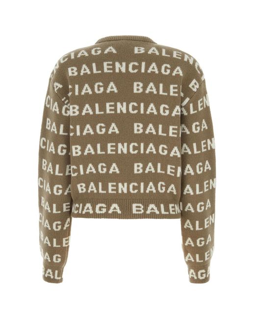 Balenciaga Brown All Over Logo Sweater Sweater, Cardigans