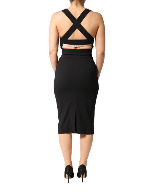 Dolce & Gabbana Black Square Neck Sleeveless Midi Dress 07+Se+Vi