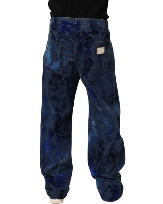 Dolce & Gabbana Blue Tie Dye Cotton Straight Denim Jeans Elastane Clothing for men