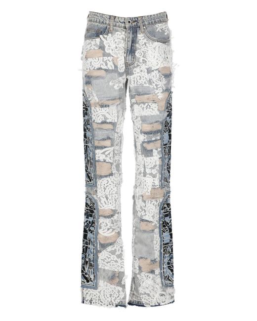 Who Decides War Altar Lace Jeans in Gray | Lyst