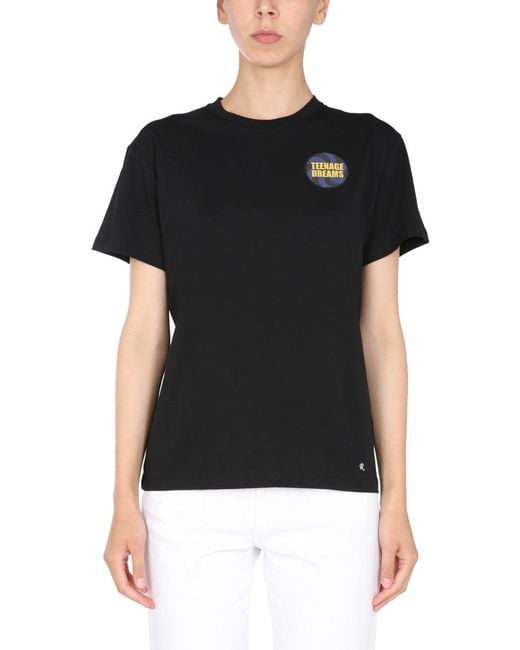 Raf Simons Black Crew Neck T-Shirt With Front Print Cotton T-Shirts